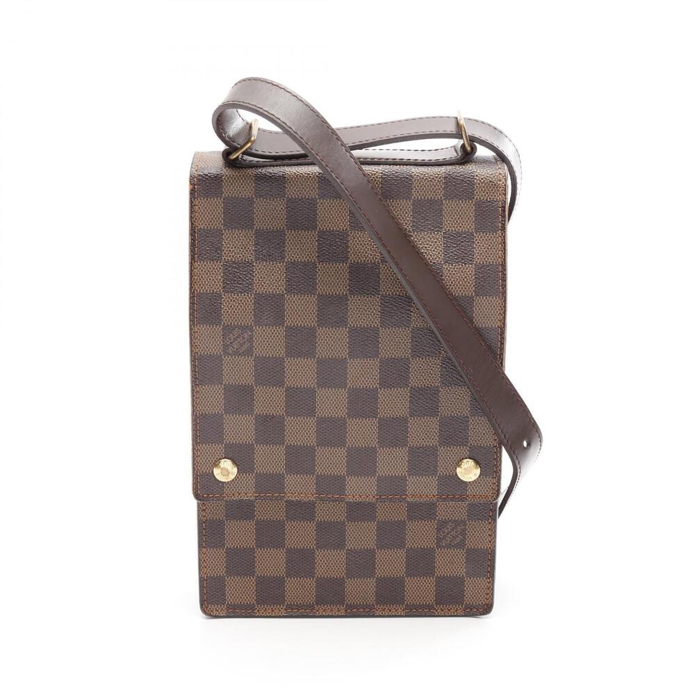 Louis Vuitton Portobello Canvas Leather Damier Shoulder Bag Brown
